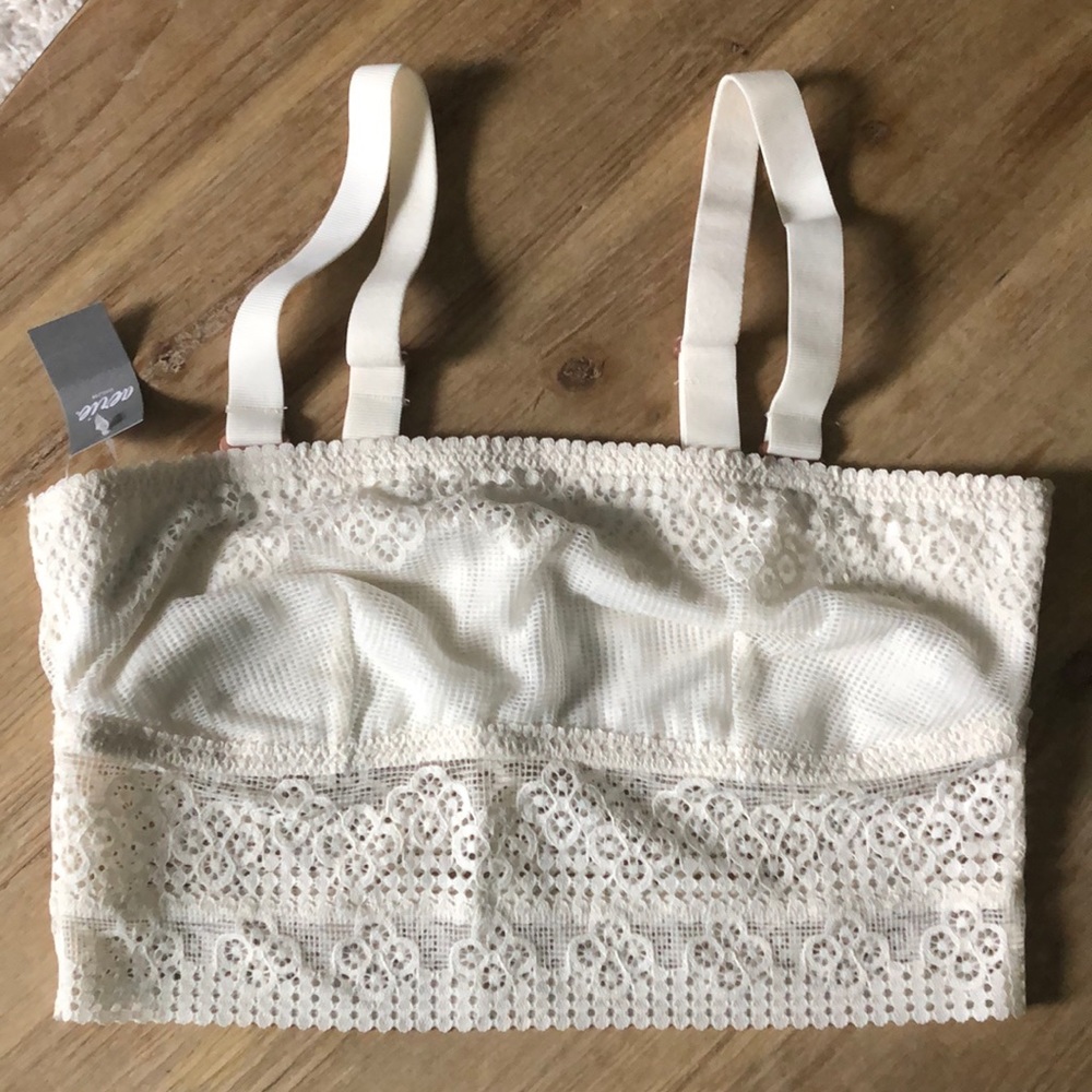 Bandeau Crop Top/Bralette- Cream White- NWT Small